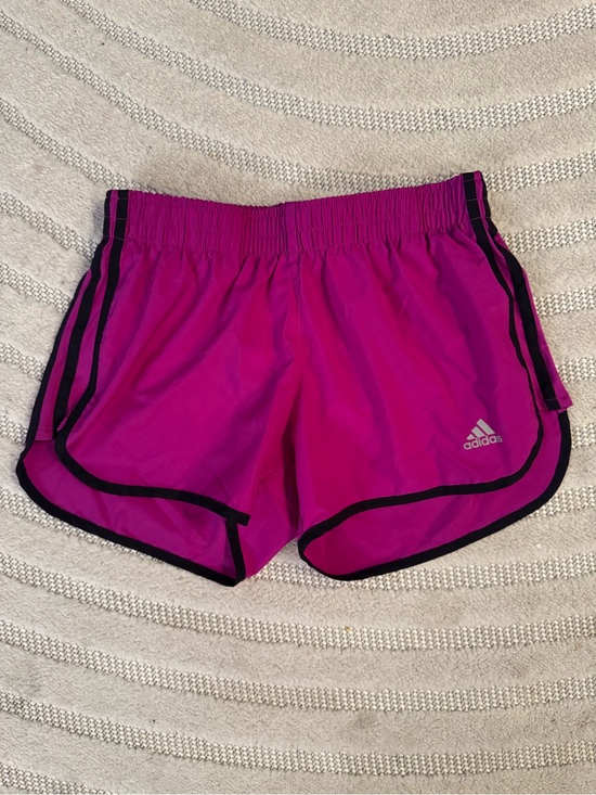adidas Pants - ADIDAS Women’s Marathon 20 Magenta Running Shorts with Black Stripes